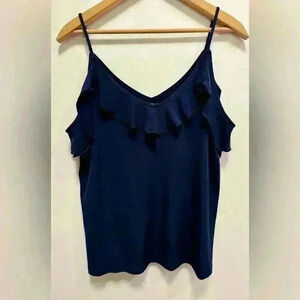 Banana Republic women’s ruffle sleeveless tank top navy blue size medium